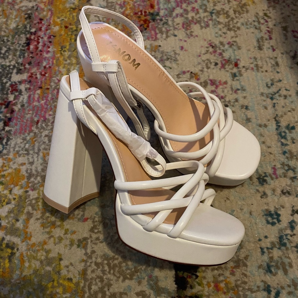 Elegant White Strappy Heels
